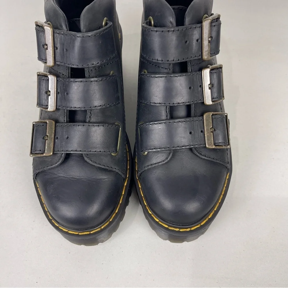 Dr. Martens Coppola Platform Ankle Boots Buckle Black Women's Size 5 Whimsigoth